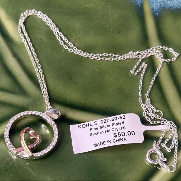 NWT Swarovski Crystals Brilliance SISTER Best Friend Heart Pendant Silver Plate - Picture 1 of 8
